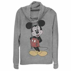 Licensed Character Disney Mickey Mouse Juniors' Vintage Mickey Cowlneck Sweatshirt