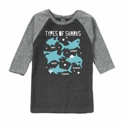 Licensed Character Boys 8-20 Song Labled Sharks Graphic Raglan Tee