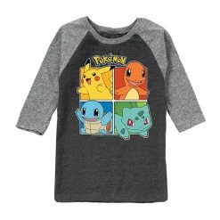 Licensed Character Boys 8-20 Pokemon Starters Group Raglan Graphic Tee