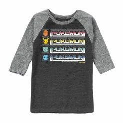 Licensed Character Boys 8-20 Pokemon Retro Logo Raglan Graphic Tee