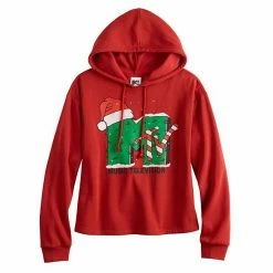 Licensed Character Juniors' MTV Holiday Logo Cropped Graphic Hoodie -Licensed Character Shop unnamed file 1238