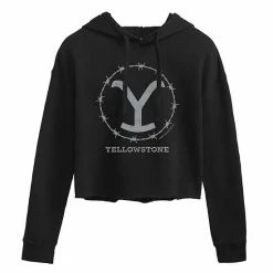 Licensed Character Juniors' Yellowstone Barbed Wire Cropped Graphic Hoodie