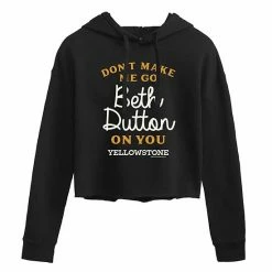 Licensed Character Juniors' Yellowstone "Go Beth Dutton On You" Cropped Graphic Hoodie