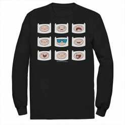 Licensed Character Men's Adventure Time Finn's Many Faces Grid Long Sleeve Graphic Tee Black -Licensed Character Shop unnamed file 12490