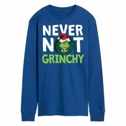 Licensed Character Men's Dr. Seuss Grinch Never Not Grinchy Long Sleeve Tee Blue -Licensed Character Shop unnamed file 12494