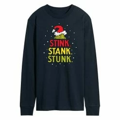 Licensed Character Men's Dr. Seuss Grinch Stink Stank Stunk Long Sleeve Tee Blue