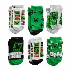 Licensed Character Boys 6-Pack Minecraft Boom No-Show Socks
