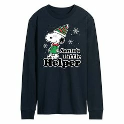 Licensed Character Men's Peanuts Santa's Little Helper Long Sleeve Tee Navy -Licensed Character Shop unnamed file 12513
