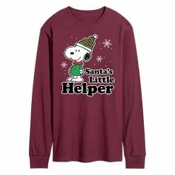 Licensed Character Men's Peanuts Santa's Little Helper Long Sleeve Tee Navy -Licensed Character Shop unnamed file 12515