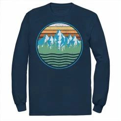 Licensed Character Men's Wavy Mountain Line Art Circle Tee