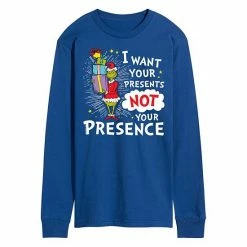 Licensed Character Men's Dr. Seuss Grinch I Want Your Presents Long Sleeve Tee Black -Licensed Character Shop unnamed file 12571