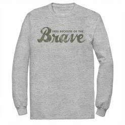 Licensed Character Men's Veterans Day "Free Because Of The Brave" Camouflage Text Tee