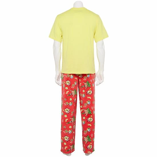 Licensed Character Men's SpongeBob In Santa Hat Pajamas 4 Licensed Character Men's SpongeBob In Santa Hat Pajamas - Image 2