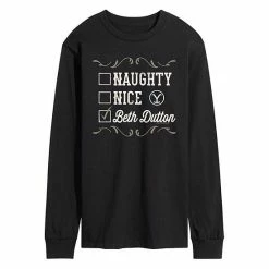 Licensed Character Men's Yellowstone Naughty Nice Beth Dutton Long Sleeve Tee Black