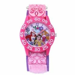 Licensed Character Disney Princess Belle, Ariel & Aurora Kids' Pink Time Teacher Watch
