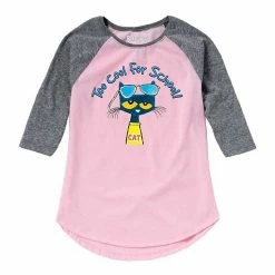 Licensed Character Girls 7-16 Pete The Cat School Raglan Graphic Tee