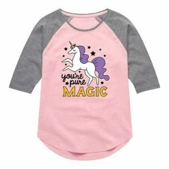 Licensed Character Girls 7-16 You're Pure Magic Unicorn Raglan Graphic Tee