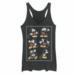 Licensed Character Juniors' Disney Mickey Mouse Many Emotions Border Tank Black Heather