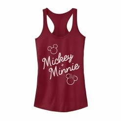 Licensed Character Juniors' Disney Mickey Plus Minnie Mouse Outline Tank Raspberry