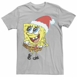 Licensed Character Men's Spongebob Squarepants Santa Hat Dreaming Of Christmas Tee Black -Licensed Character Shop unnamed file 12872