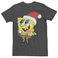 Licensed Character Men's Spongebob Squarepants Santa Hat Dreaming Of Christmas Tee Black -Licensed Character Shop unnamed file 12875