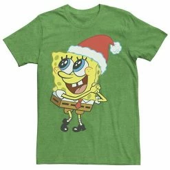 Licensed Character Men's Spongebob Squarepants Santa Hat Dreaming Of Christmas Tee Black -Licensed Character Shop unnamed file 12876