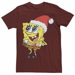 Licensed Character Men's Spongebob Squarepants Santa Hat Dreaming Of Christmas Tee Black -Licensed Character Shop unnamed file 12877
