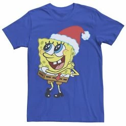 Licensed Character Men's Spongebob Squarepants Santa Hat Dreaming Of Christmas Tee Black -Licensed Character Shop unnamed file 12879