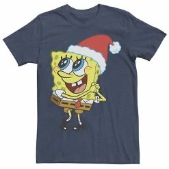 Licensed Character Men's Spongebob Squarepants Santa Hat Dreaming Of Christmas Tee Black -Licensed Character Shop unnamed file 12880