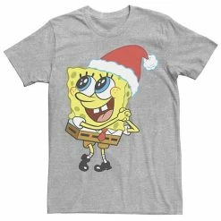 Licensed Character Men's Spongebob Squarepants Santa Hat Dreaming Of Christmas Tee Black -Licensed Character Shop unnamed file 12881