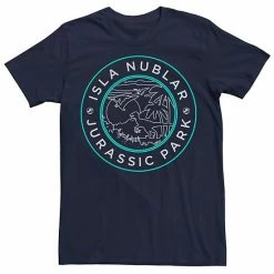 Licensed Character Men's Jurassic Park Isla Nublar Badge Retro Tee Navy Heather
