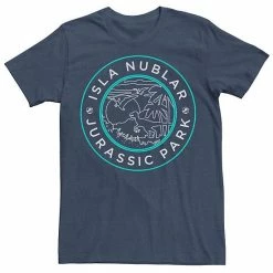 Licensed Character Men's Jurassic Park Isla Nublar Badge Retro Tee Navy Heather -Licensed Character Shop unnamed file 12959