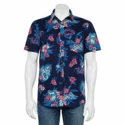 Licensed Character Men's Novelty Button-Down Shirt Blue Fish -Licensed Character Shop unnamed file 1297