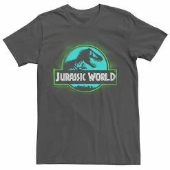 Licensed Character Men's Jurassic World Two Logo Graffiti Spray Paint Tee Charcoal