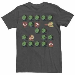 Licensed Character Men's Nintendo Zelda Retro 8-Bit Bushes Tee Charcoal Heather