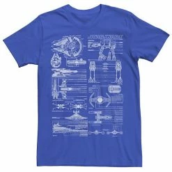 Licensed Character Men's Star Wars Falcon Walker X-Wing Tie Fighter Schematic Tee Royal -Licensed Character Shop unnamed file 13035