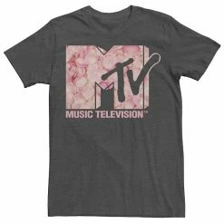 Licensed Character Men's MTV Music Television Pink Rose Petal Logo Tee Black