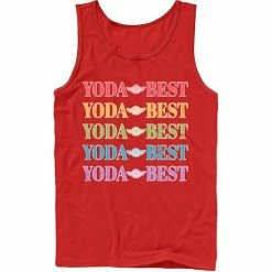 Licensed Character Men's Star Wars Pride Yoda Best Rainbow Text Stack Tank Royal