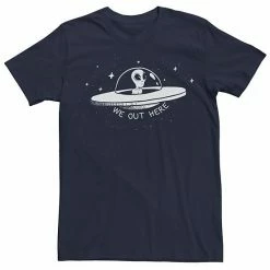 Licensed Character Men's We Out Here Flying Saucer Stamp Tee Black