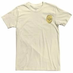 Licensed Character Men's Stranger Things Hawkins Police Left Chest Badge Tee Natural -Licensed Character Shop unnamed file 13131
