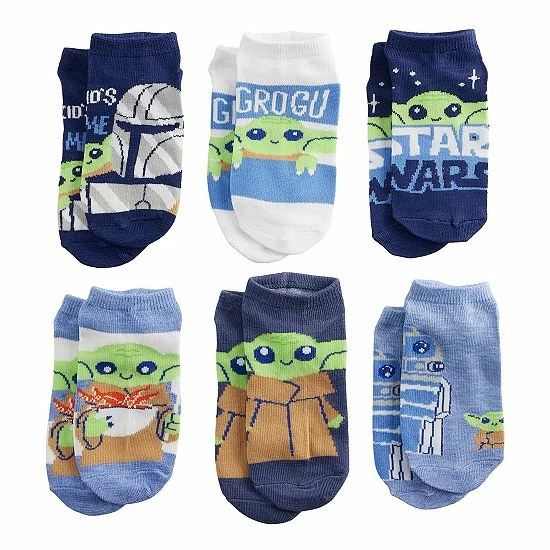 Licensed Character Boys 6-Pack Star Wars The Mandalorian Grogu Aka Baby Yoda No-Show Socks 3 Licensed Character Boys 6-Pack Star Wars The Mandalorian Grogu Aka Baby Yoda No-Show Socks