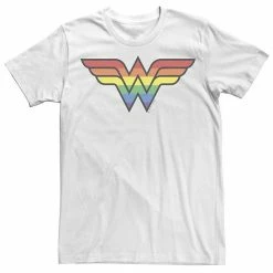Licensed Character Men's Wonder Woman Rainbow Striped Logo Tee White -Licensed Character Shop unnamed file 13143