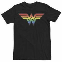 Licensed Character Men's Wonder Woman Rainbow Striped Logo Tee White -Licensed Character Shop unnamed file 13144