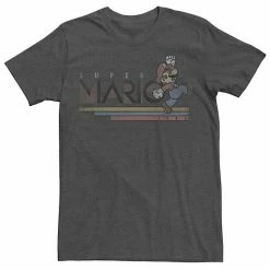 Licensed Character Men's Super Mario Bros. Faded Logo Portrait Tee Charcoal Heather