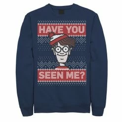 Licensed Character Men's Where's Waldo Christmas Have You Seen Me Graphic Tee Royal