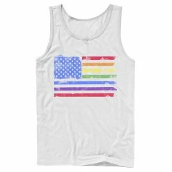 Licensed Character Men's American Rainbow Flag Watercolor Pride Tank White -Licensed Character Shop unnamed file 13211