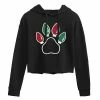 Licensed Character Juniors' Christmas Lights Pawprint Cropped Hoodie -Licensed Character Shop unnamed file 1329
