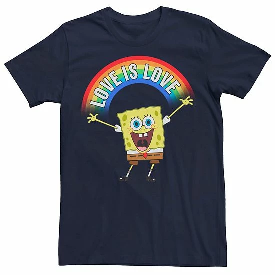 Licensed Character Adult SpongeBob SquarePants Pride Love Is Love Rainbow Tee 3 Licensed Character Adult SpongeBob SquarePants Pride Love Is Love Rainbow Tee