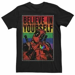 Licensed Character Adult Marvel Deadpool Pride Believe In Yourself Rainbow Poster Tee