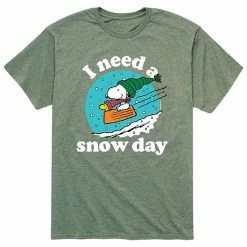 Licensed Character Men's Peanuts Snow Day Tee Heather Military Green -Licensed Character Shop unnamed file 1342